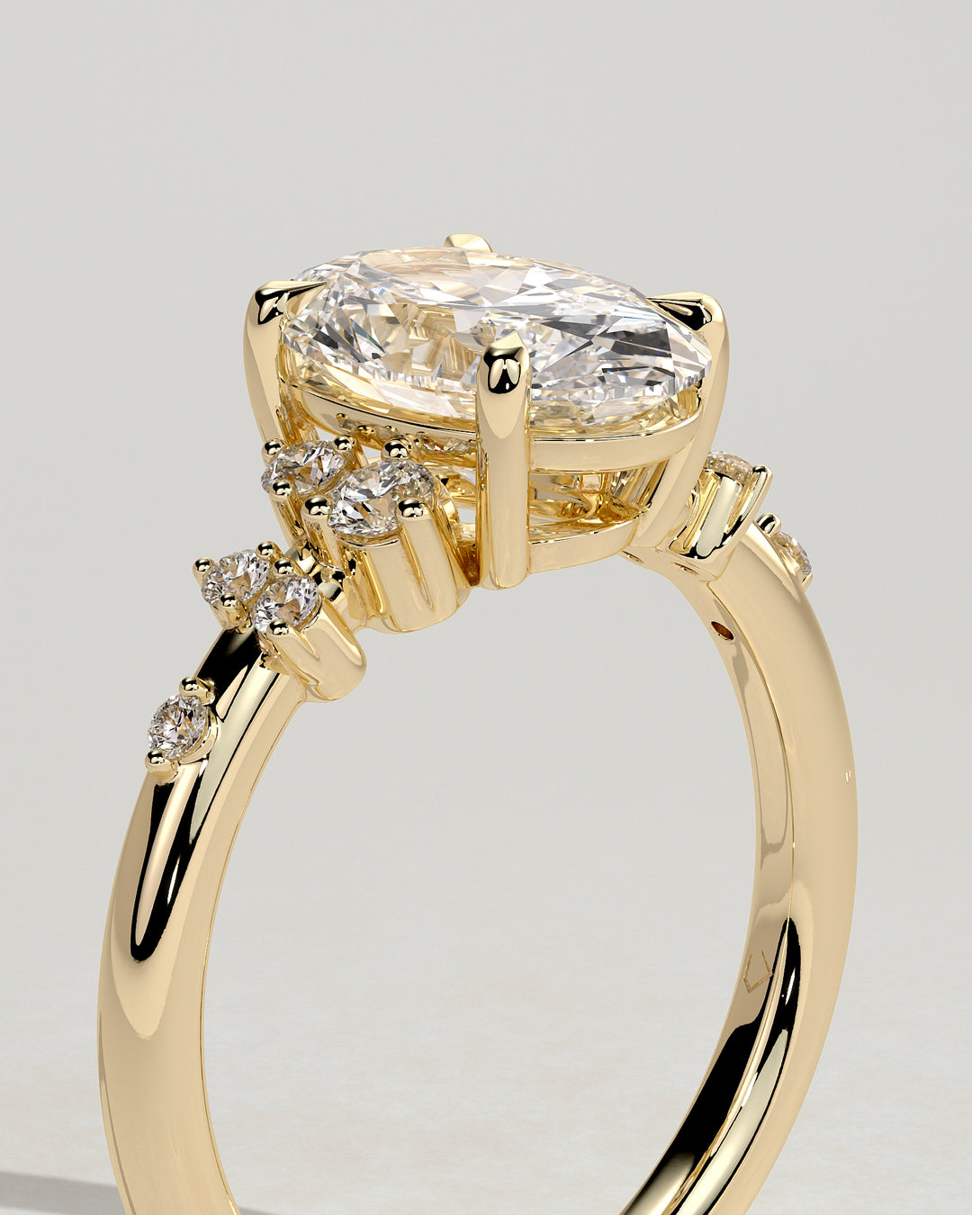 lab grown oval cluster diamond ring