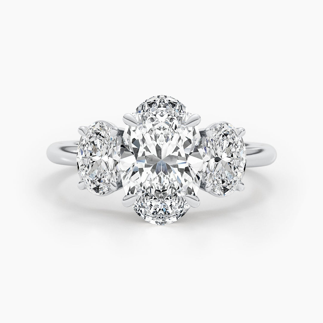 2.61ct Oval G-VS Three Stone Lab Grown Diamond Engagement Ring