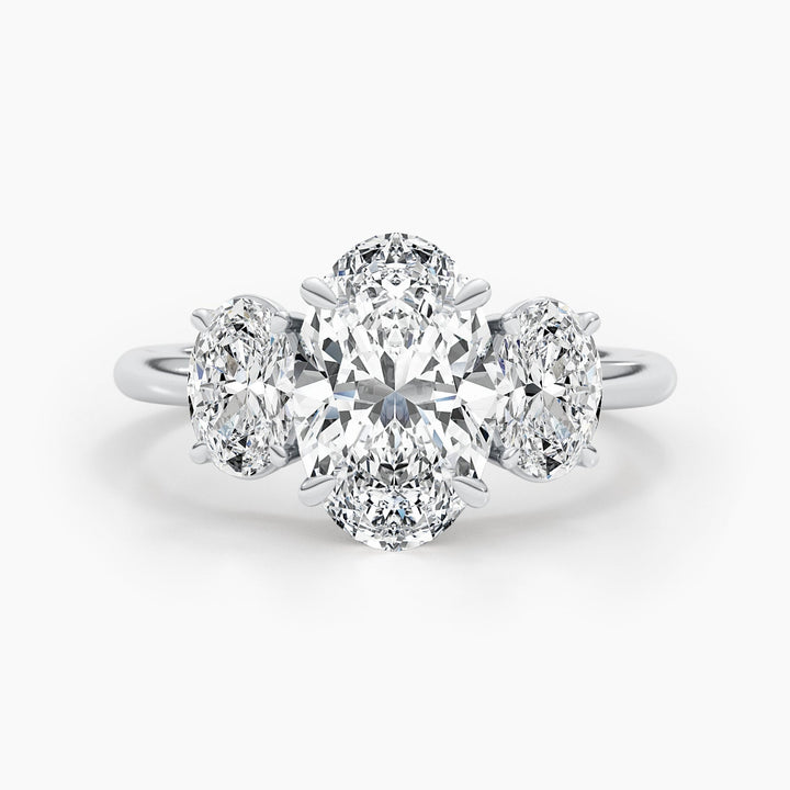 2.61ct Oval G-VS Three Stone Lab Grown Diamond Engagement Ring