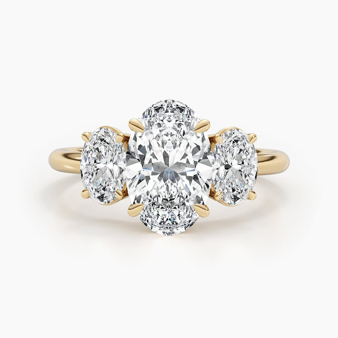 2.61ct Oval G-VS Three Stone Lab Grown Diamond Engagement Ring
