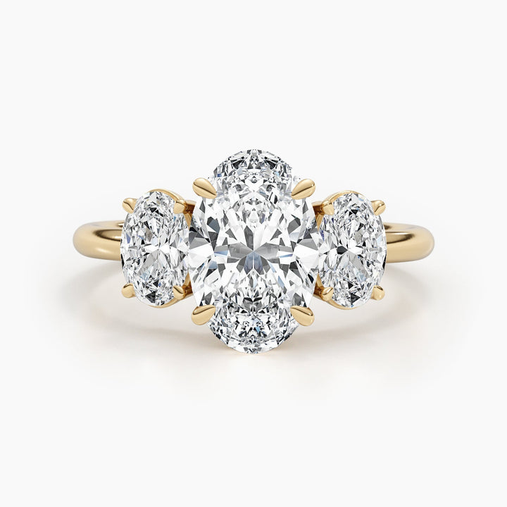 2.61ct Oval G-VS Three Stone Lab Grown Diamond Engagement Ring
