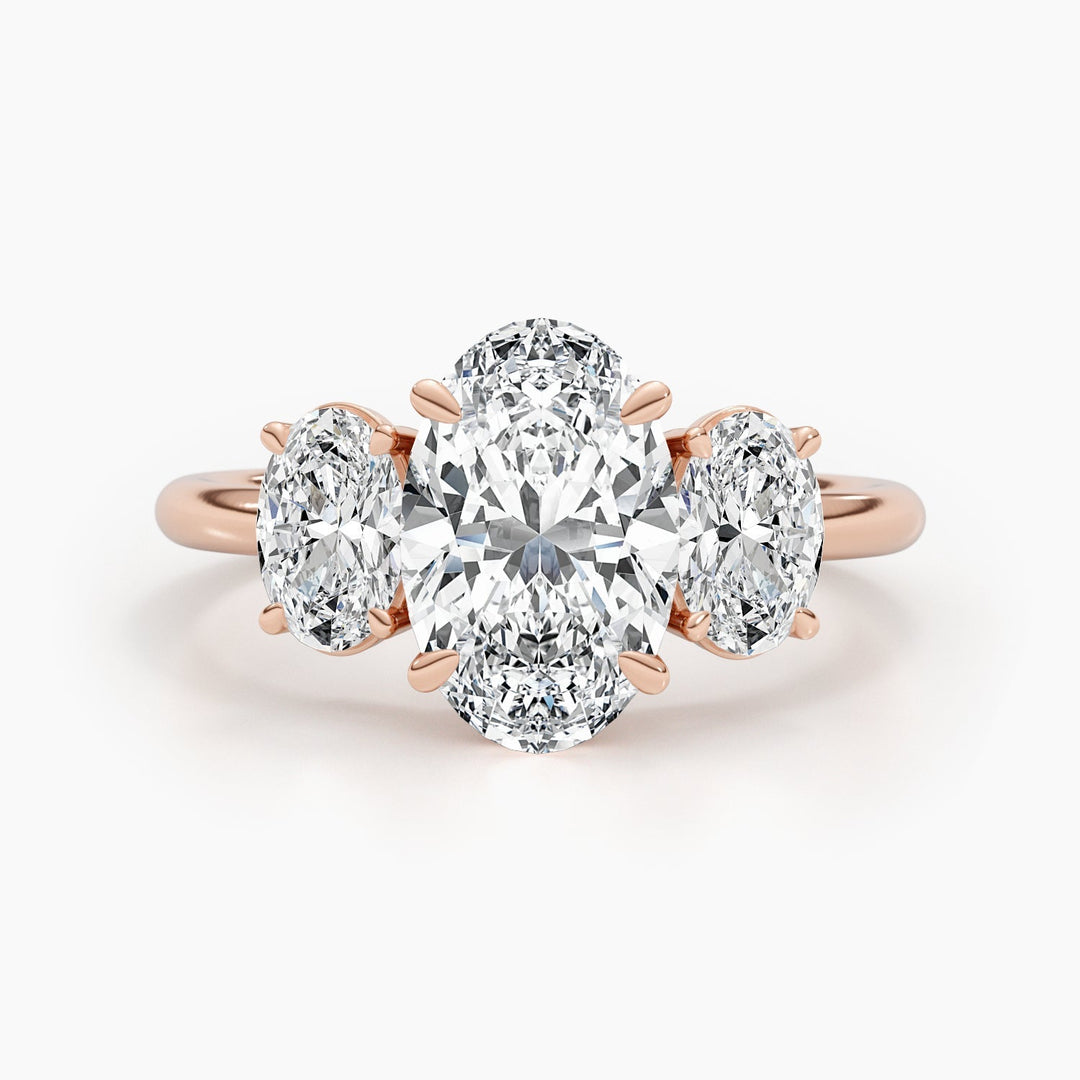 2.61ct Oval G-VS Three Stone Lab Grown Diamond Engagement Ring