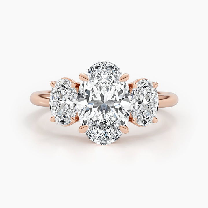 2.61ct Oval G-VS Three Stone Lab Grown Diamond Engagement Ring