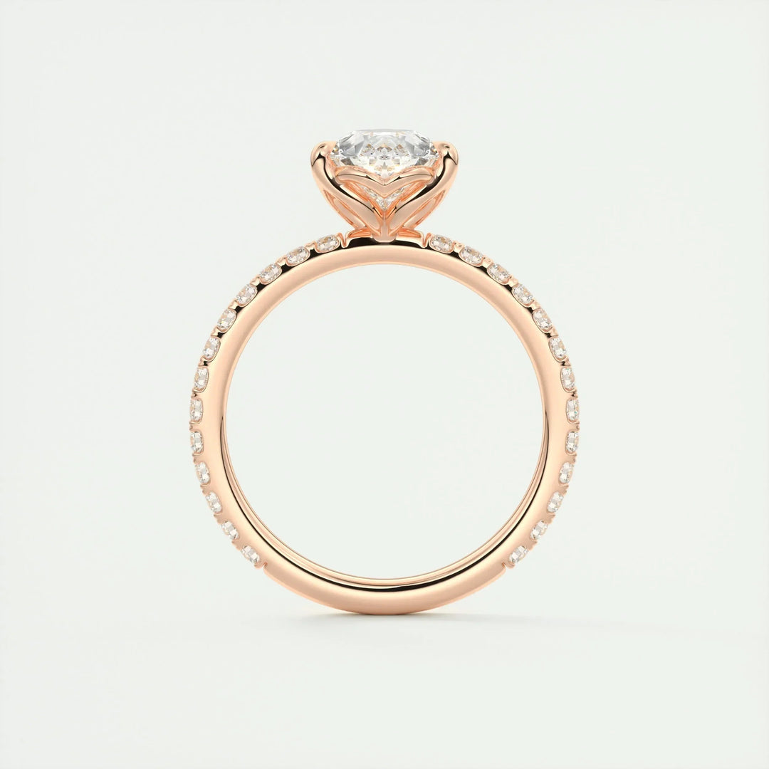 2ct Pear F- VS1 Diamond Pave Engagement Ring