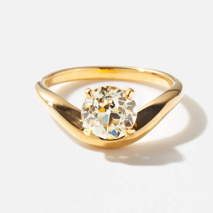 1.50CT Old European Cut Lab Grown Diamond Antique Curved Engagement Ring