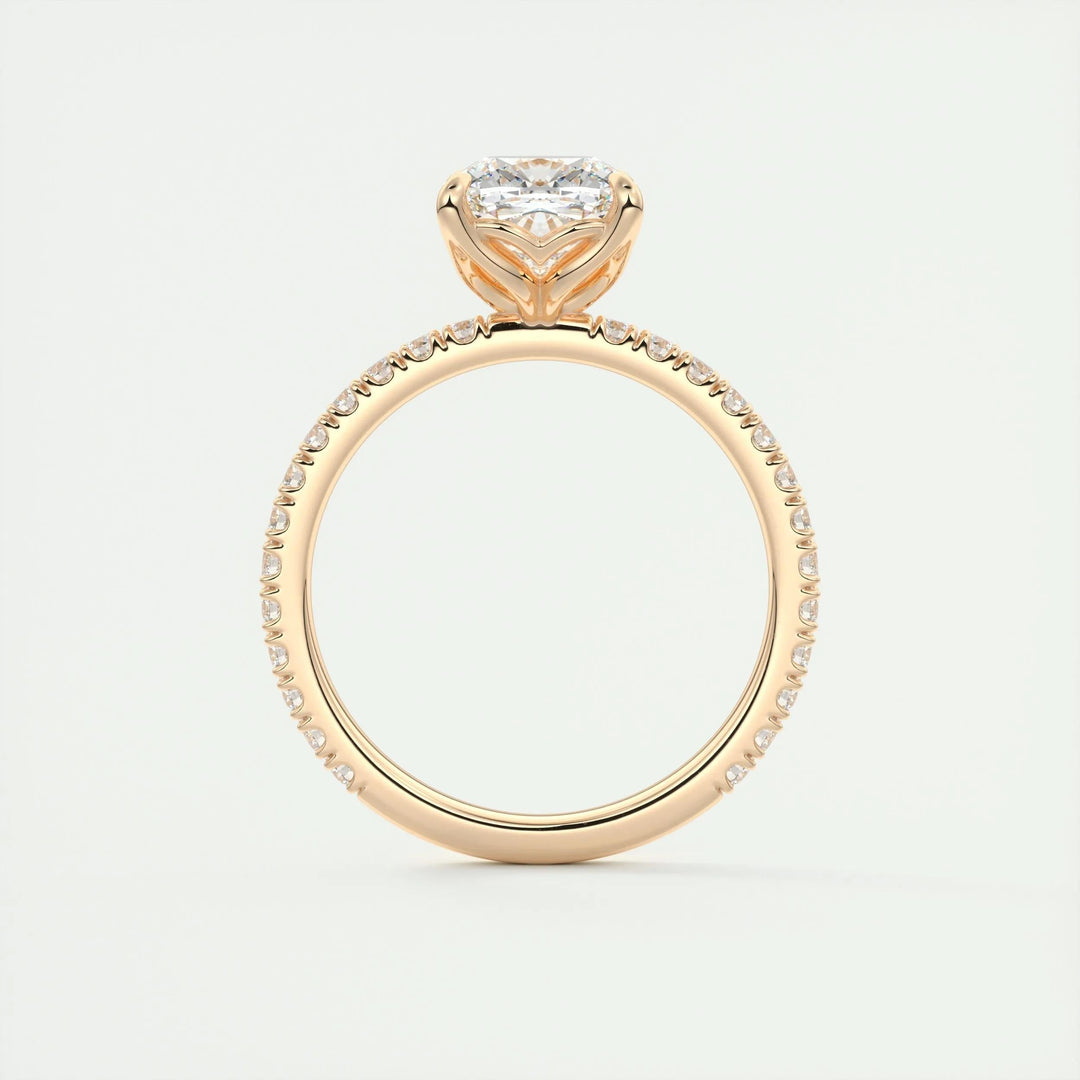 2ct Cushion F- VS1 Diamond Pave Engagement Ring