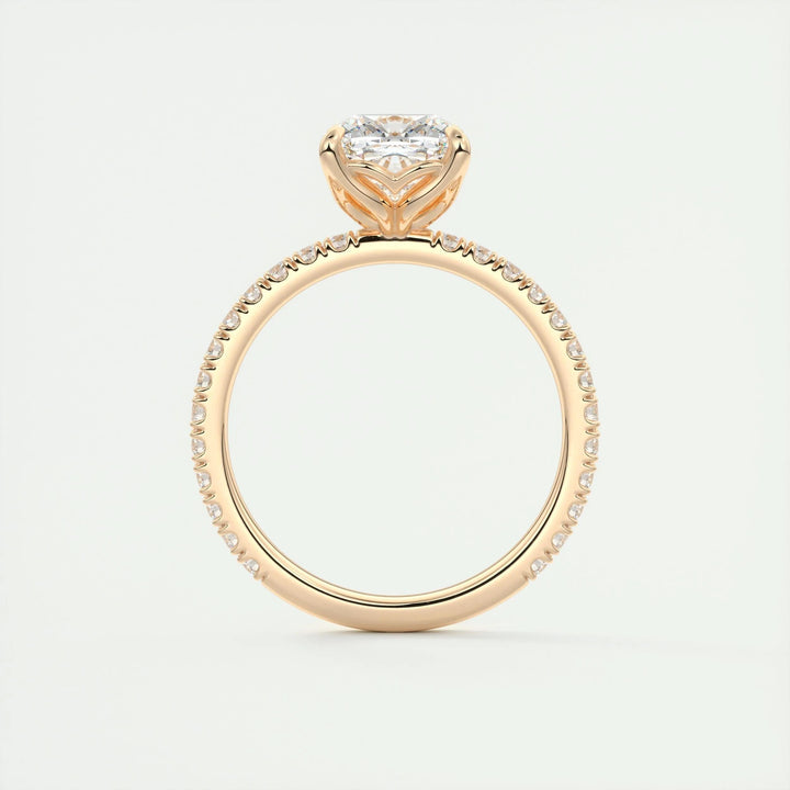 2ct Cushion F- VS1 Diamond Pave Engagement Ring