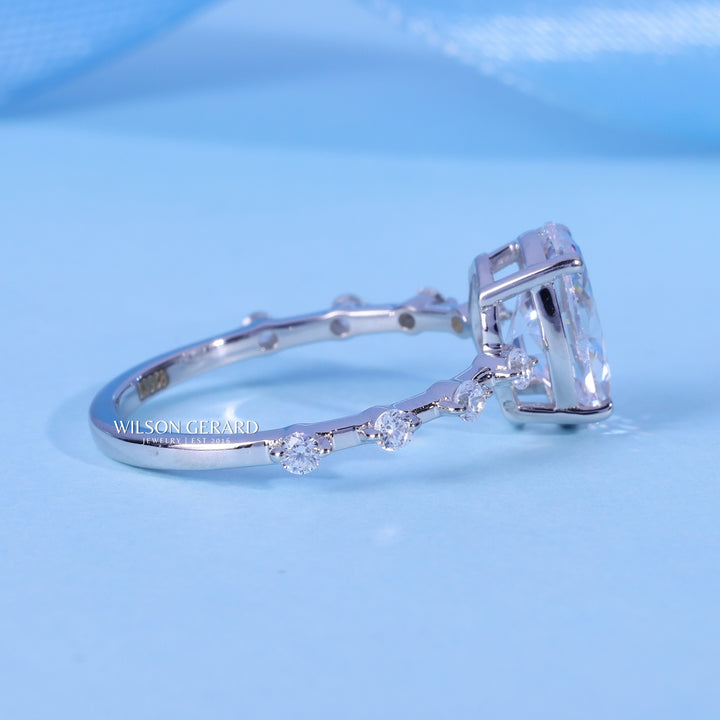 1.0CT Oval E/VS1 Lab Grown Diamond Petite Pave Engagement Ring