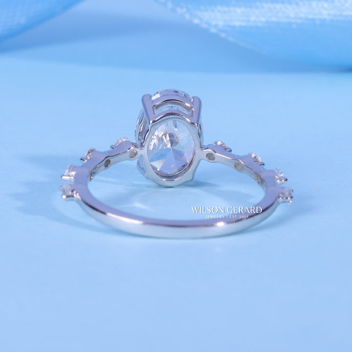 1.0CT Oval E/VS1 Lab Grown Diamond Petite Pave Engagement Ring