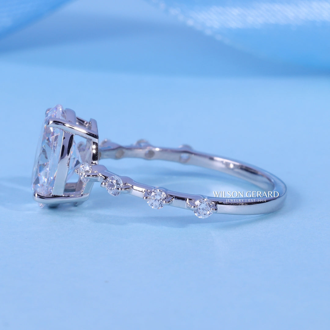 1.0CT Oval E/VS1 Lab Grown Diamond Petite Pave Engagement Ring
