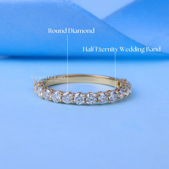 Round E/VS1 Lab Grown Diamond Pave Half Eternity Wedding Bands His And Hers