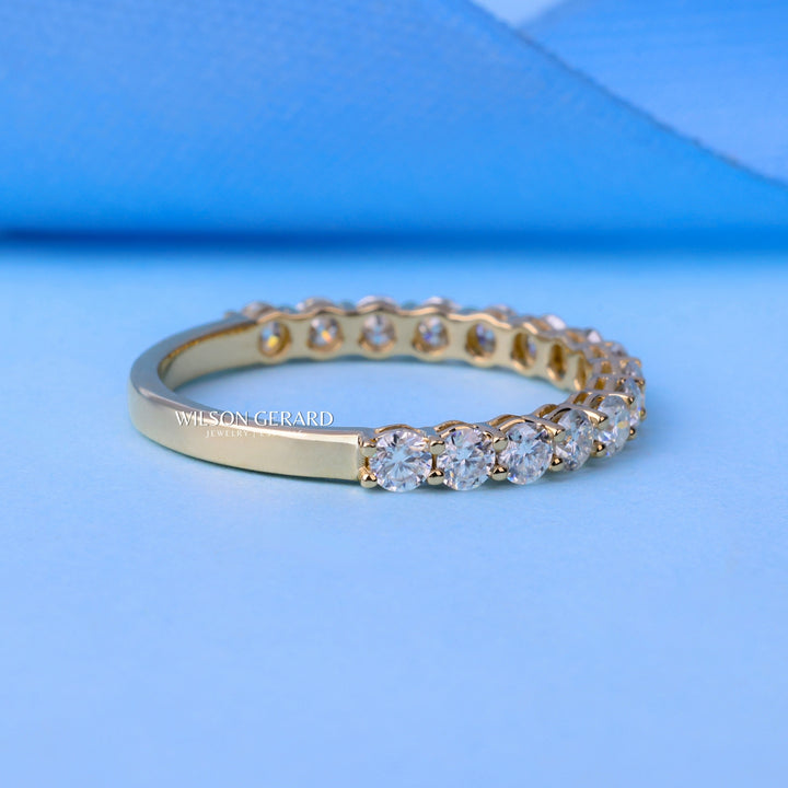 Round E/VS1 Lab Grown Diamond Pave Half Eternity Wedding Bands His And Hers