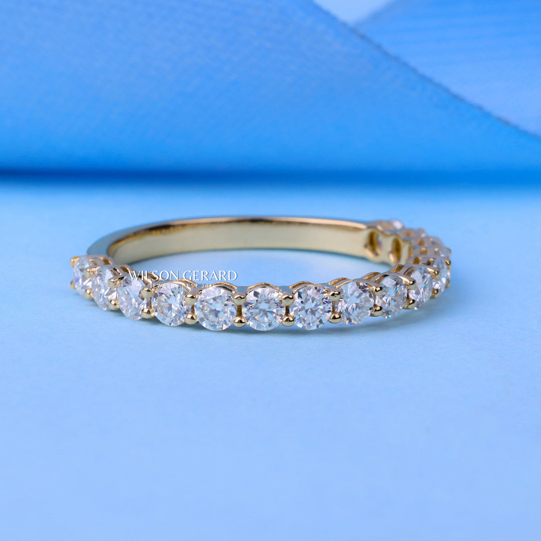 Round E/VS1 Lab Grown Diamond Pave Half Eternity Wedding Bands His And Hers
