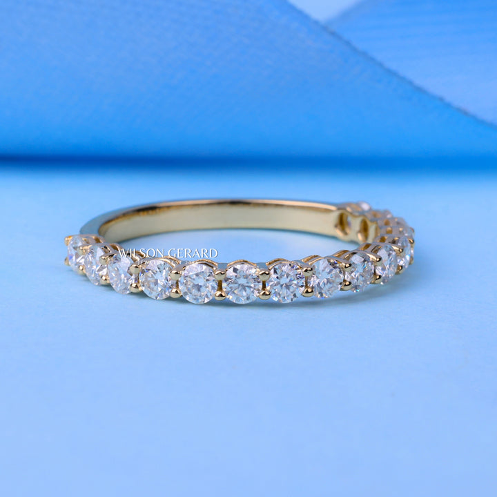 Round E/VS1 Lab Grown Diamond Pave Half Eternity Wedding Bands His And Hers