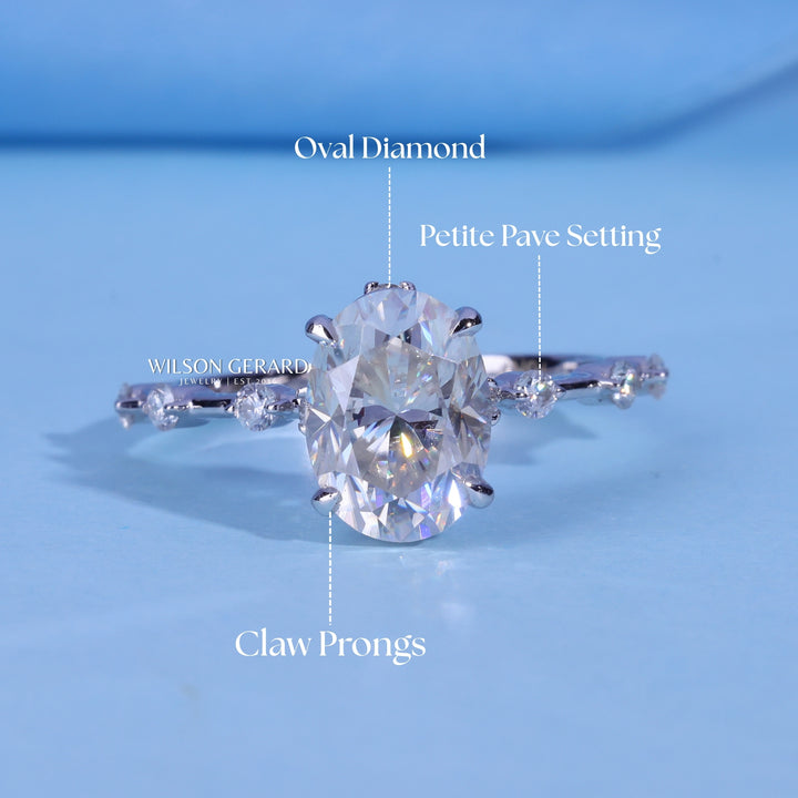 1.50CT Oval E/VS1 Lab Grown Diamond Petite Pave Engagement Ring