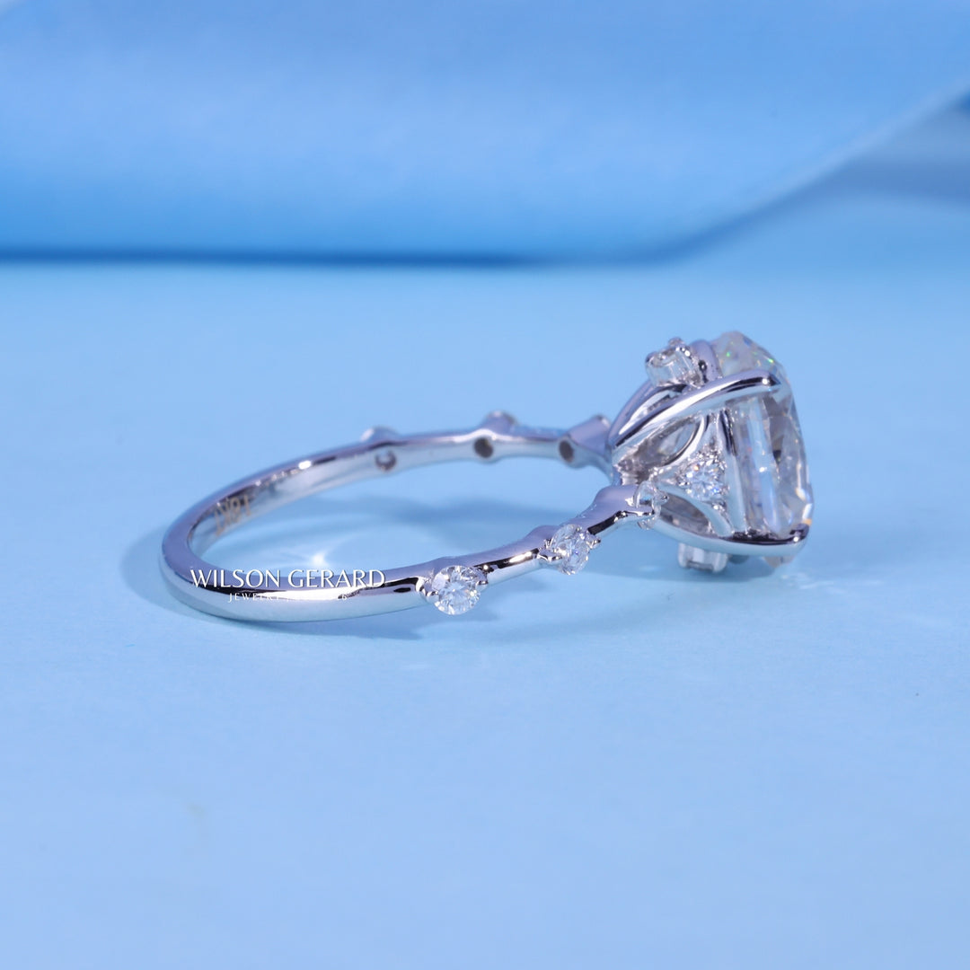 1.50CT Oval E/VS1 Lab Grown Diamond Petite Pave Engagement Ring