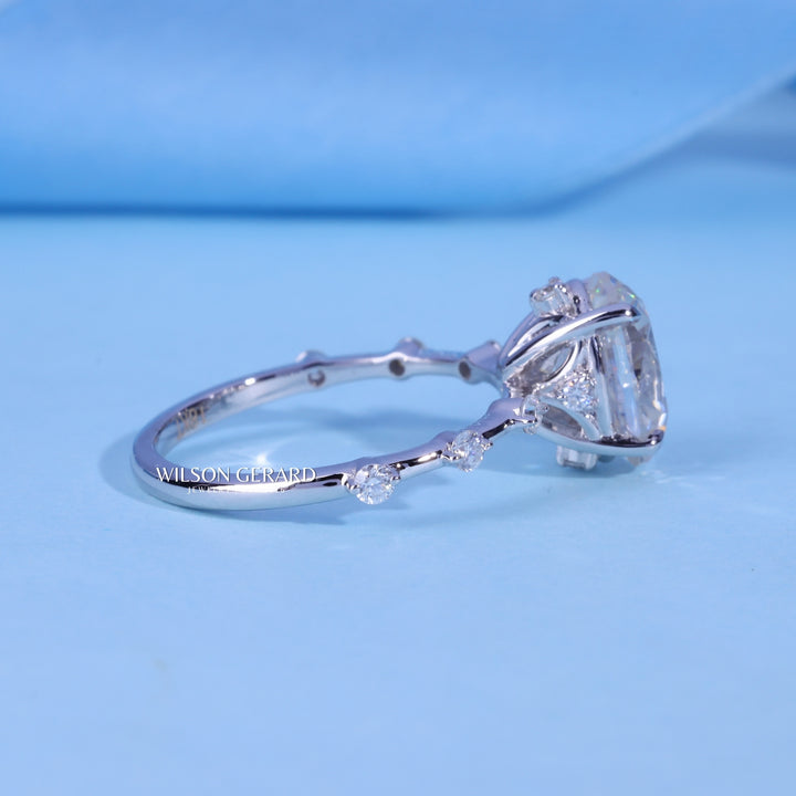 1.50CT Oval E/VS1 Lab Grown Diamond Petite Pave Engagement Ring