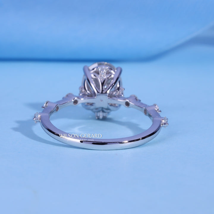 1.50CT Oval E/VS1 Lab Grown Diamond Petite Pave Engagement Ring