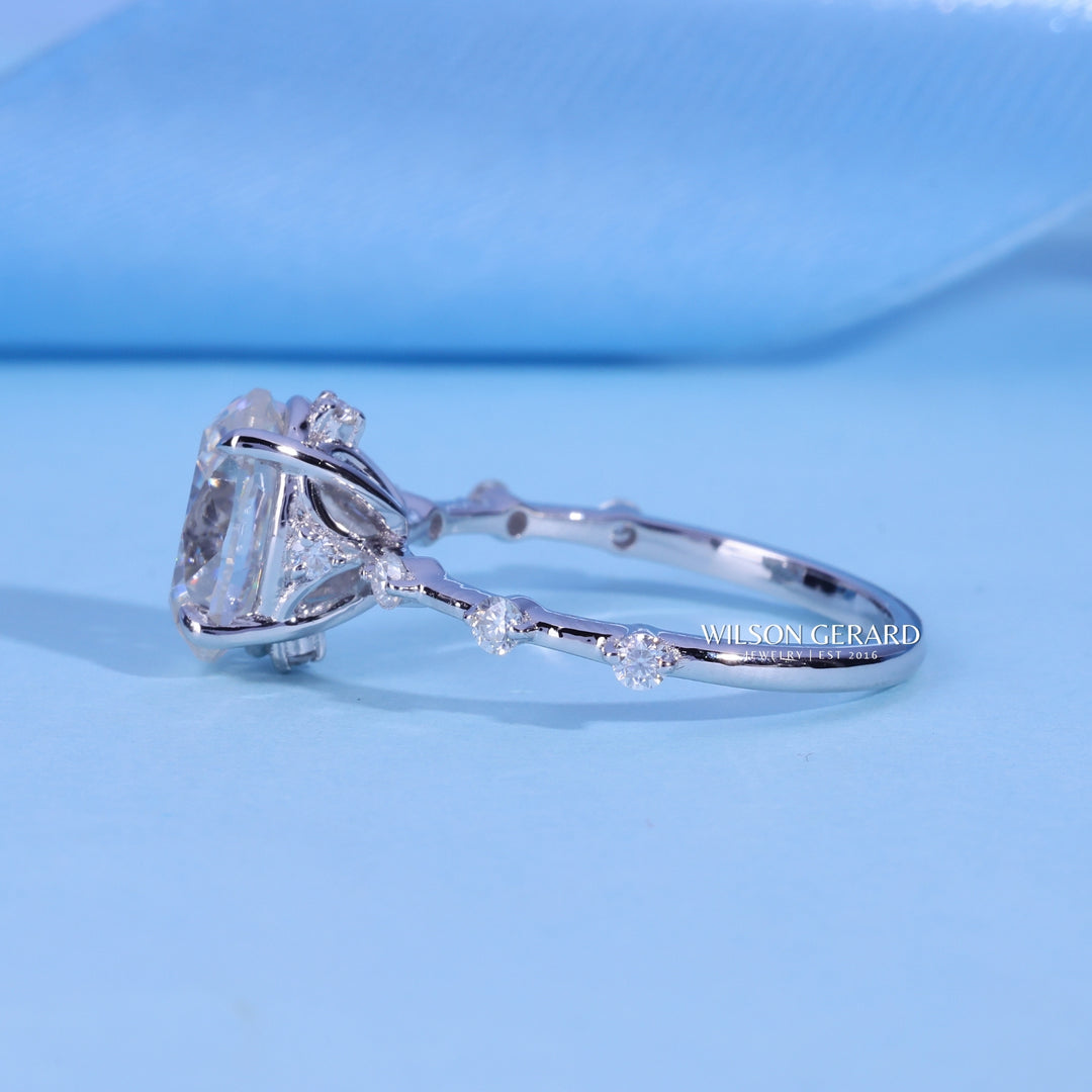 1.50CT Oval E/VS1 Lab Grown Diamond Petite Pave Engagement Ring