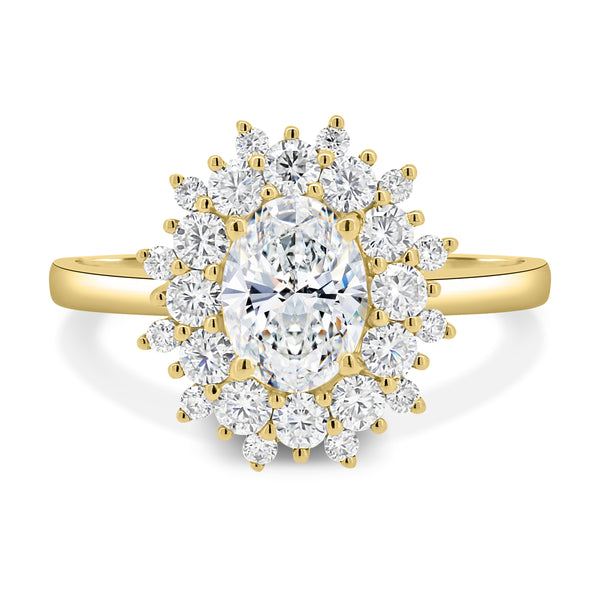 oval halo cluster lab grown diamond engagement ring 2 carat E VS1 USA