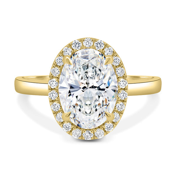 2CT Oval Lab Diamond Halo Solitaire Engagement Ring