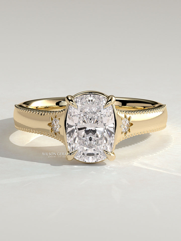 oval lab grown diamond engagement ring bezel