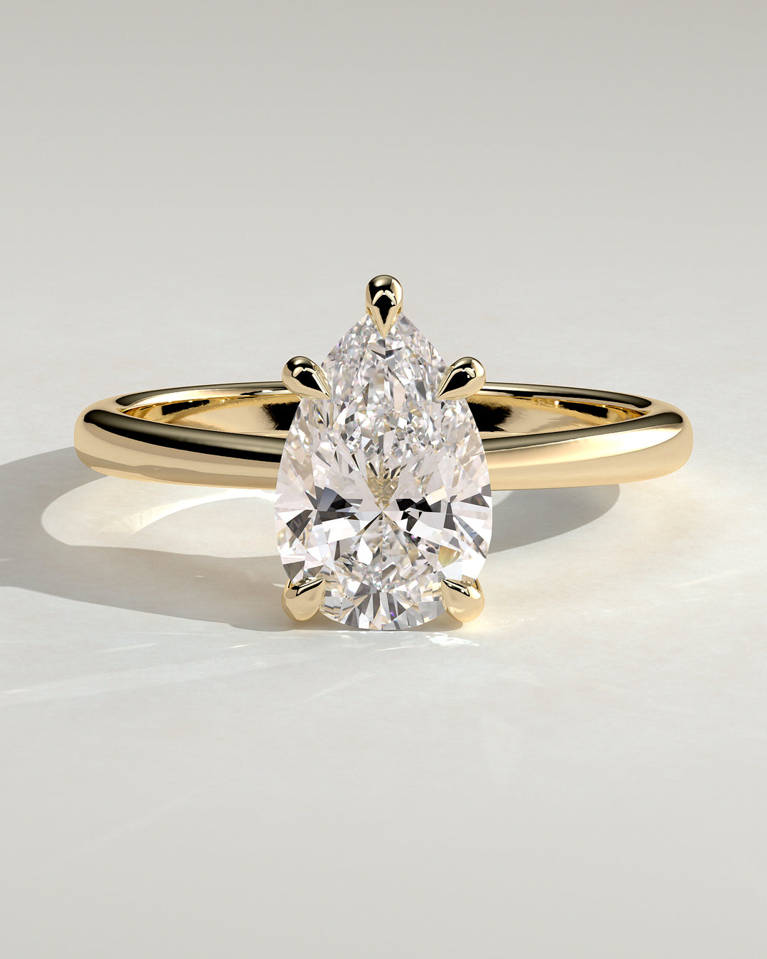 2CT Pear Solitaire IGI Certified Lab Grown Diamond Tapered Band Engagement Ring
