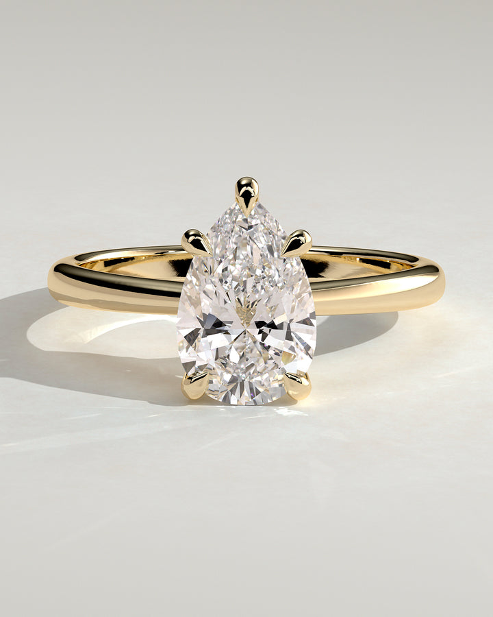 2CT Pear Solitaire IGI Certified Lab Grown Diamond Tapered Band Engagement Ring