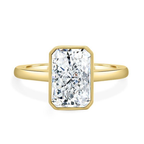 bezel set radiant lab grown diamond hidden halo engagement ring 2 carat USA