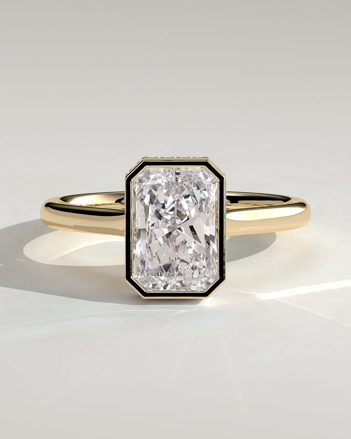 2CT Radiant Bezel Set Hidden Halo Lab Grown Diamond Engagement Ring