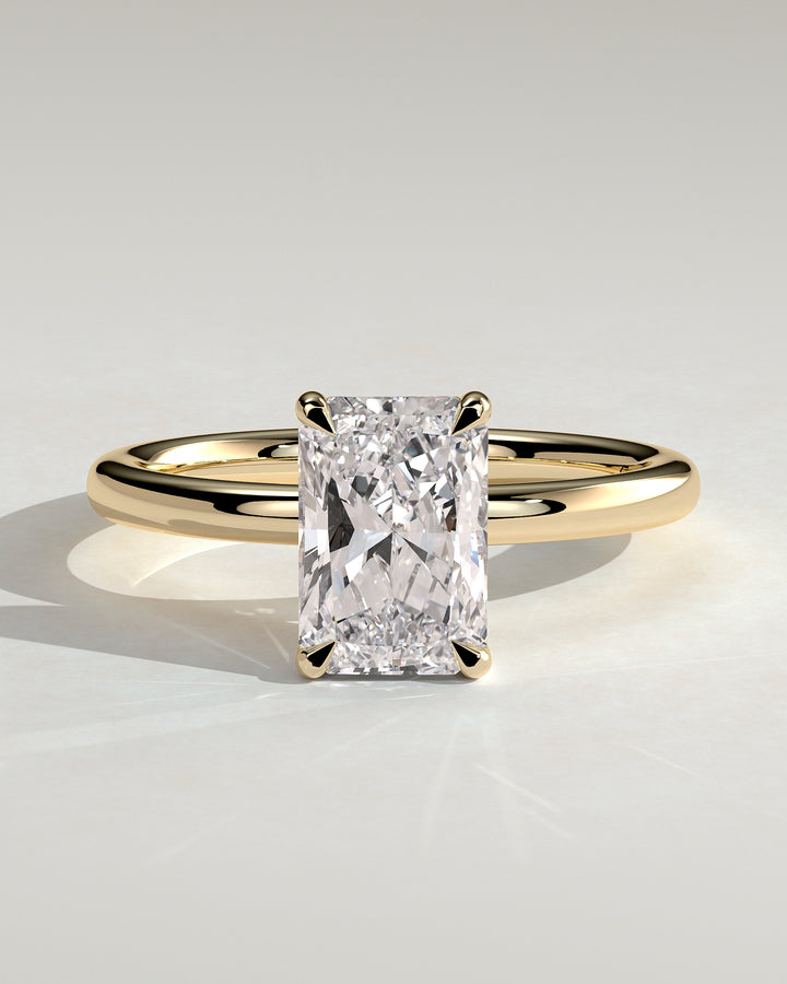 2CT Radiant  Hidden Halo Lab Grown Diamond Solitaire Engagement Ring