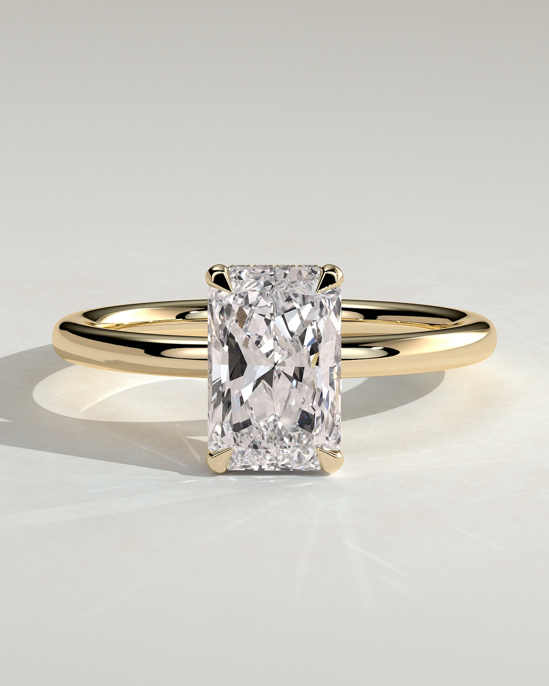 2CT Radiant Solitaire E/VS2 Wrap Around Hidden Halo Engagement Ring