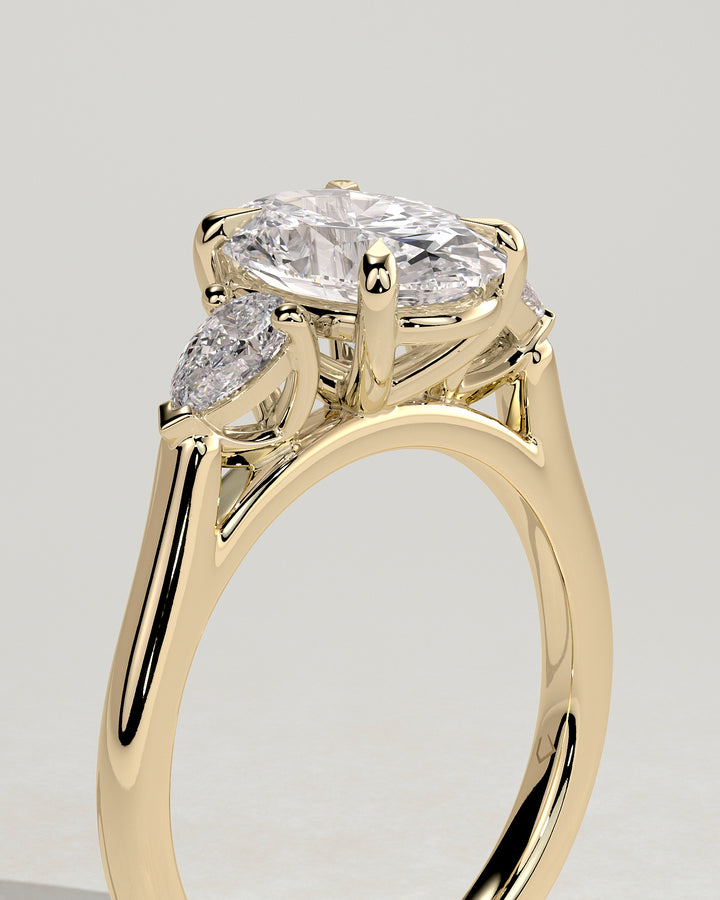 2CT oval trilogy engagement ring