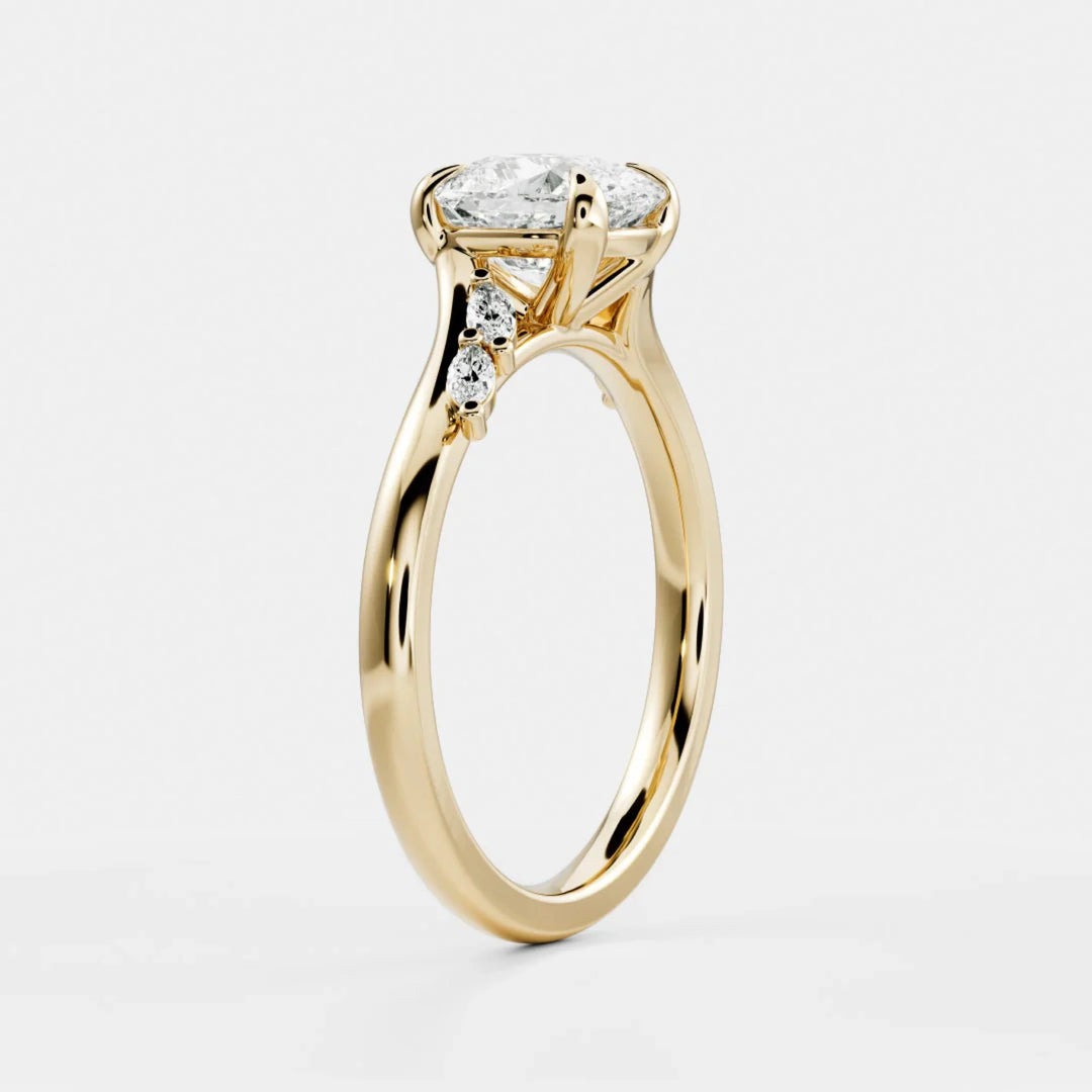 2ct elongated cushion IGI lab grown diamond cluster engagement ring USA