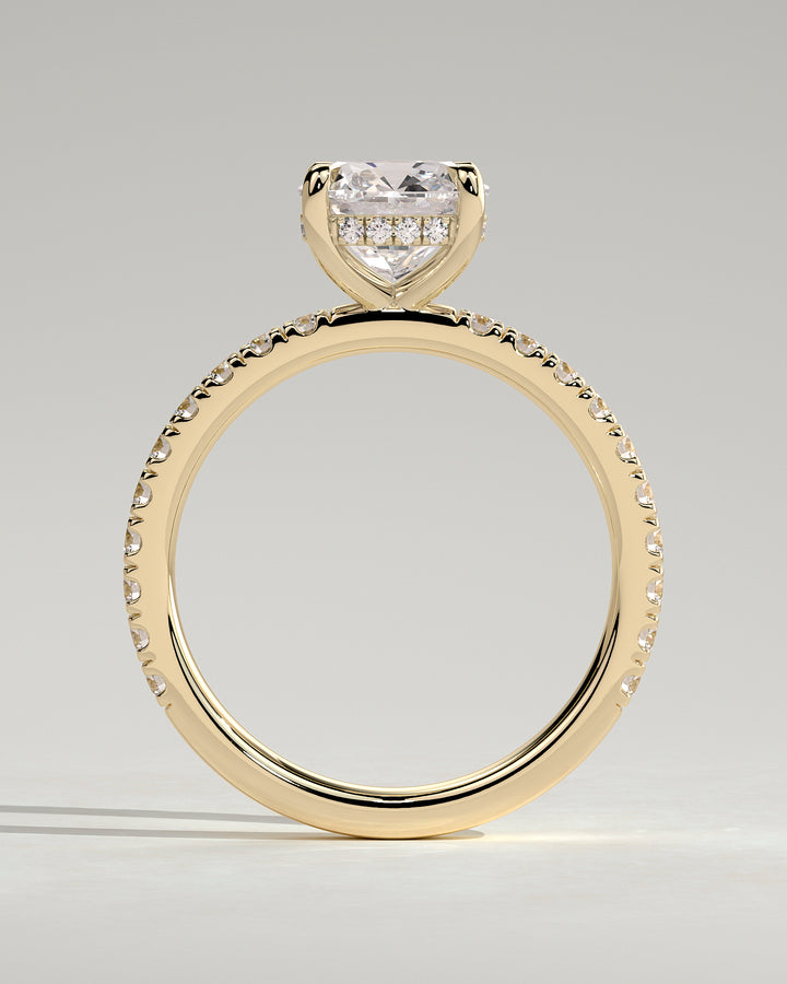 IGI certified cushion pavé hidden halo engagement ring lab diamond 2ct USA