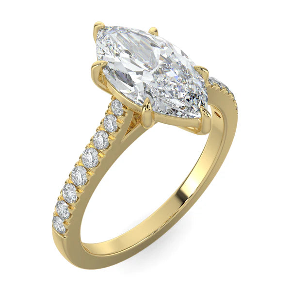 2ct marquise E VS1 lab grown diamond cathedral pavé engagement ring USA