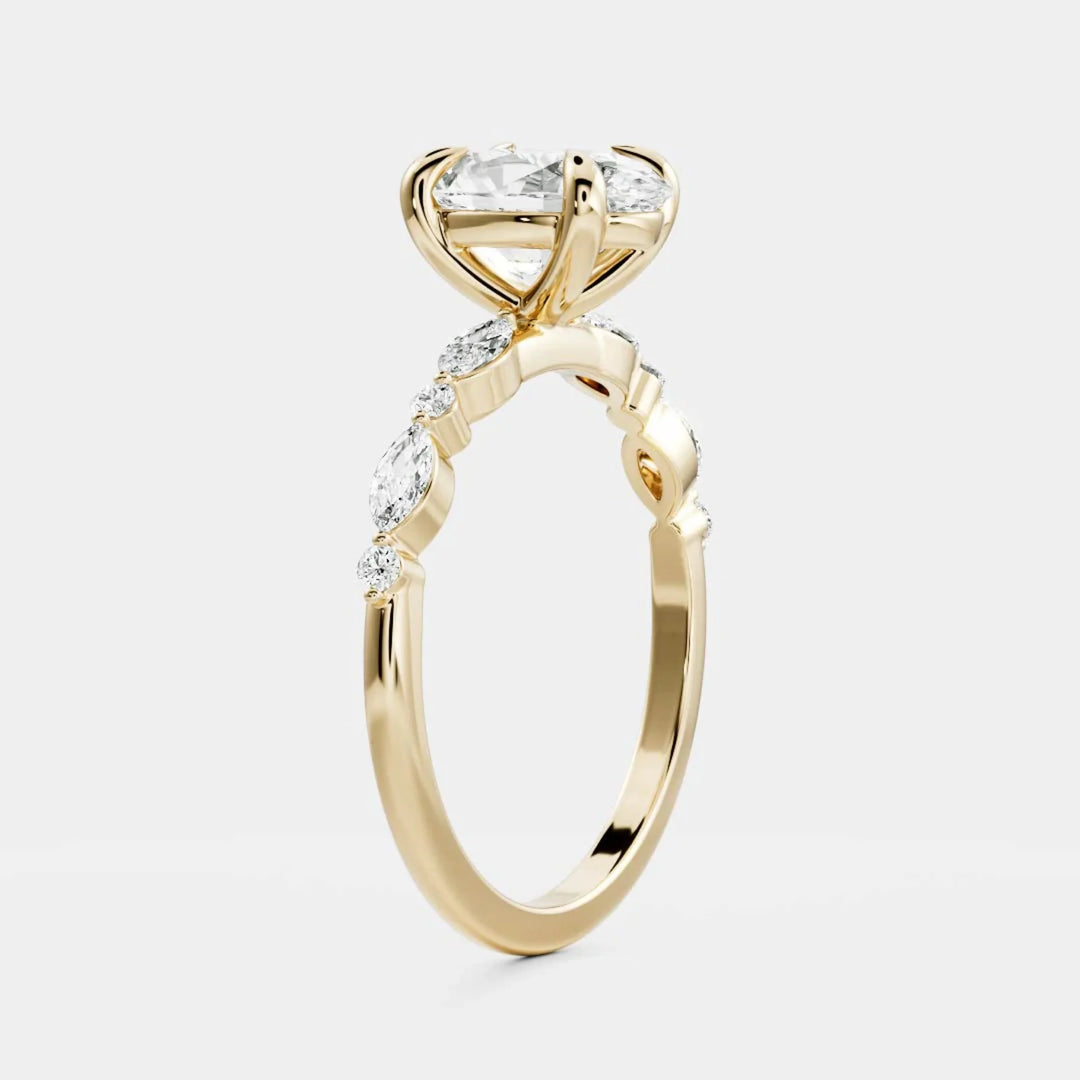2ct oval IGI lab grown diamond distance pavé engagement ring USA