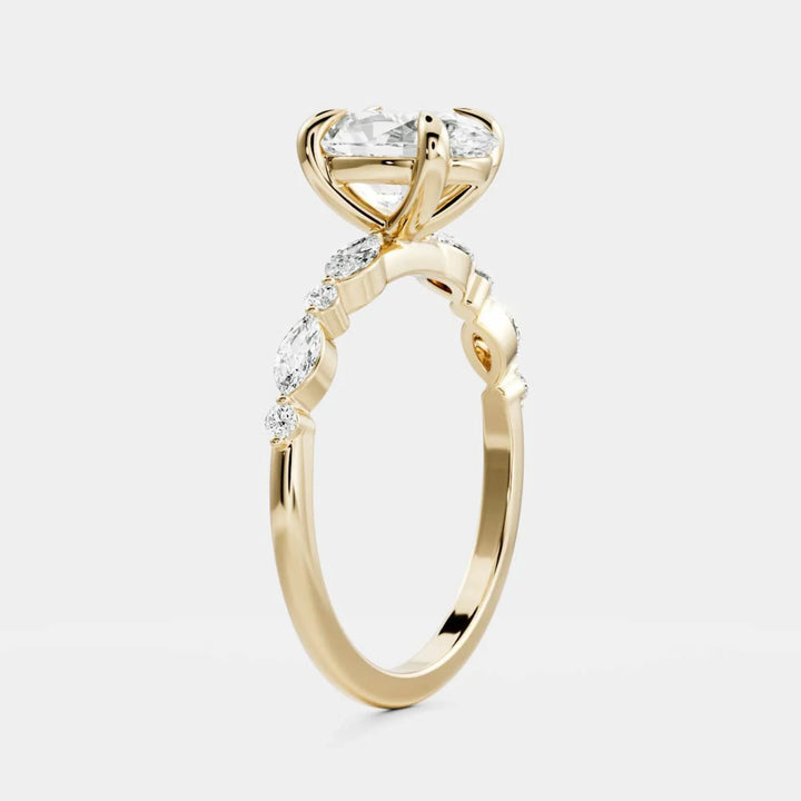 2ct oval IGI lab grown diamond distance pavé engagement ring USA