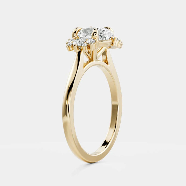 2ct oval IGI lab grown diamond cluster engagement ring USA