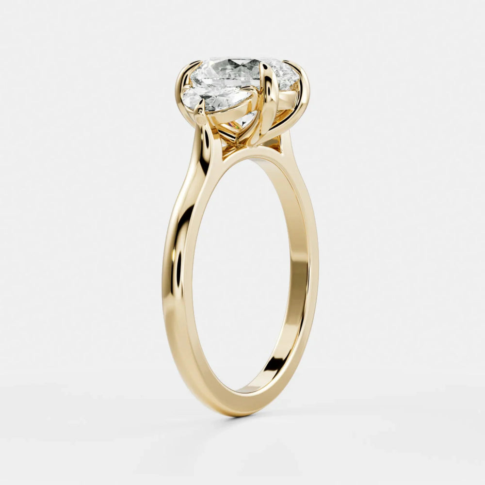 2ct oval IGI CVD lab grown diamond three stone engagement ring USA