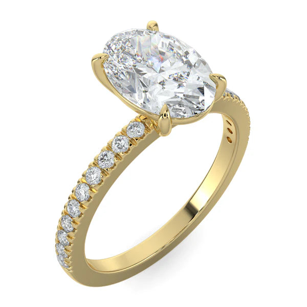 2ct oval E VS1 lab grown diamond pavé engagement ring USA