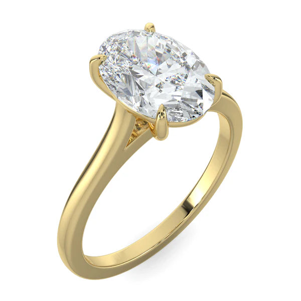 2ct oval E VS1 lab grown diamond cathedral engagement ring USA