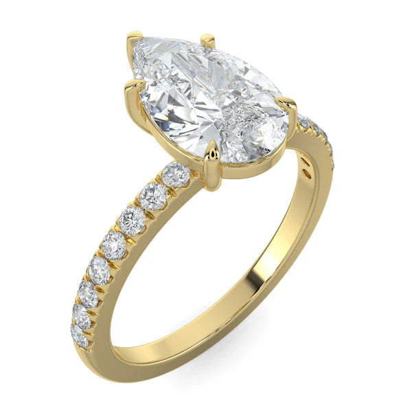 2ct pear E VS1 lab grown diamond pavé engagement ring USA