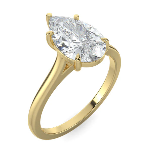 2ct pear E VS1 lab grown diamond cathedral engagement ring USA