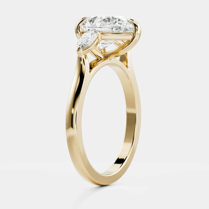 2ct pear IGI CVD lab grown diamond three stone engagement ring USA