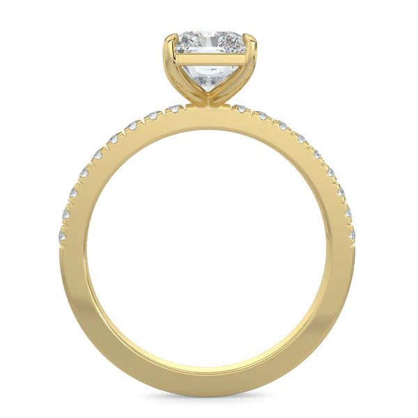 2ct radiant E VS1 lab grown diamond pavé engagement ring USA