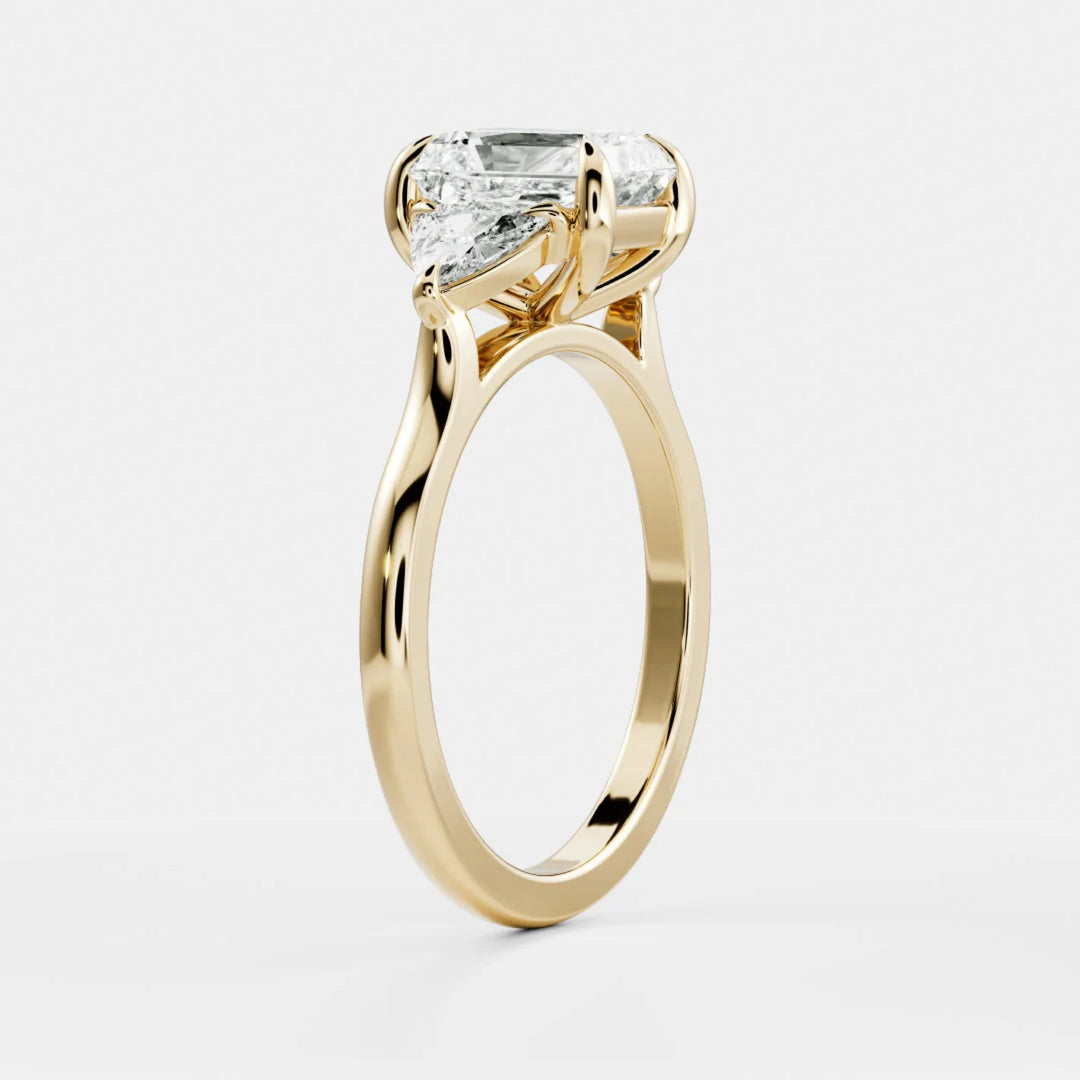 2ct radiant IGI lab grown diamond three stone engagement ring USA