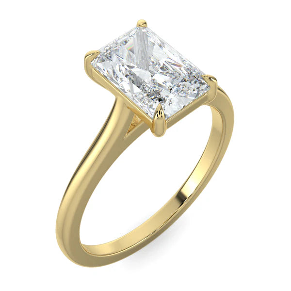 2ct radiant E VS1 lab grown diamond cathedral engagement ring USA