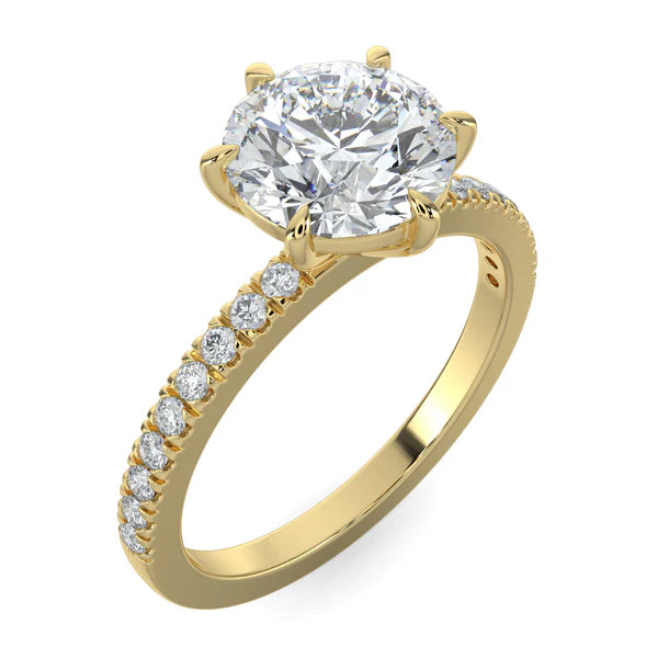 2ct round E VS1 lab grown diamond pavé engagement ring USA