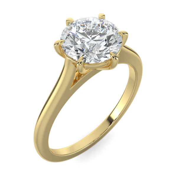 2ct round E VS1 lab grown diamond cathedral engagement ring USA